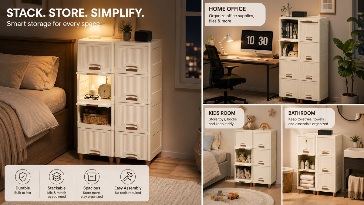 PALAK 8XL Royal Cabinet Drawer Storage Unit (White)