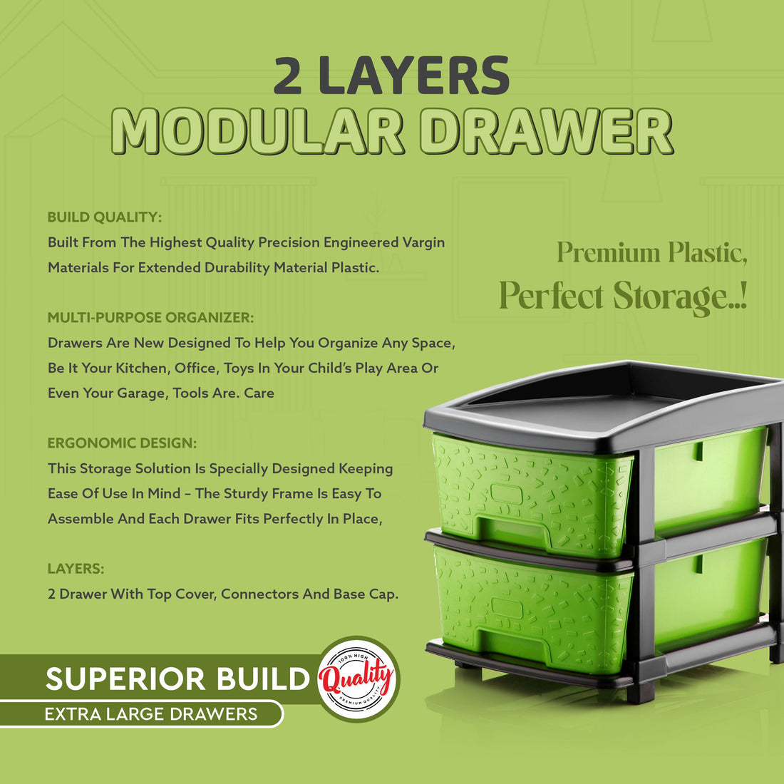 PALAK 2XL Stone Drawer Storage Unit (Green)