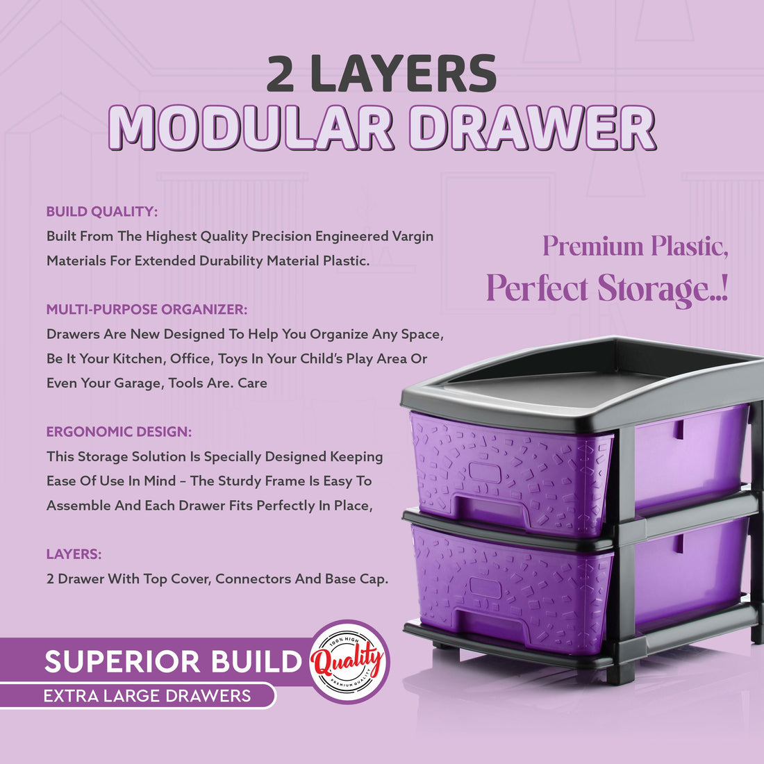 PALAK 2XL Stone Drawer Storage Unit (Purple)