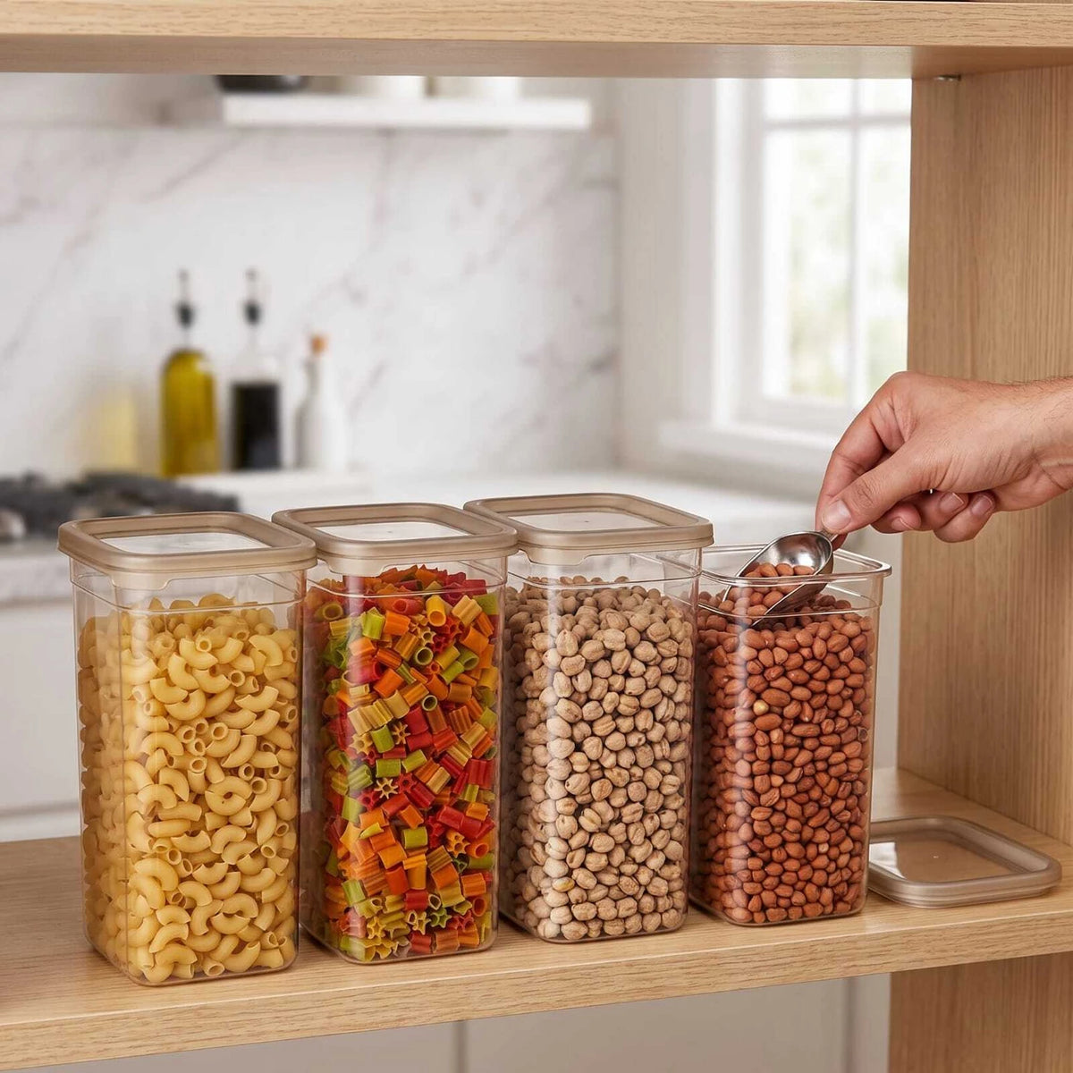 PALAK Plastic Grocery Container  - 1500 ml (Pack of 4, Transparent)