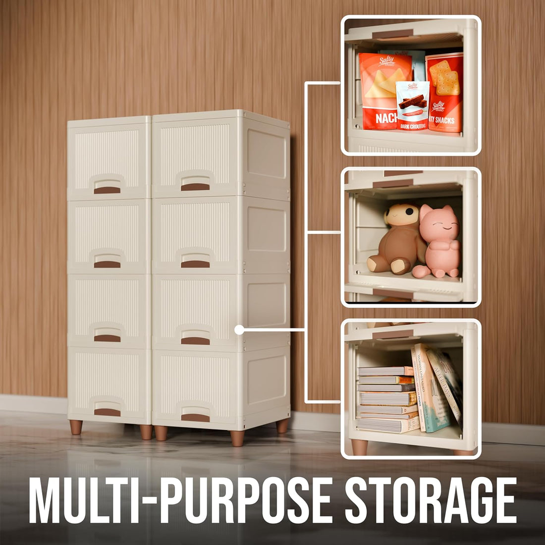 PALAK 8XL Royal Cabinet Drawer Storage Unit (White)