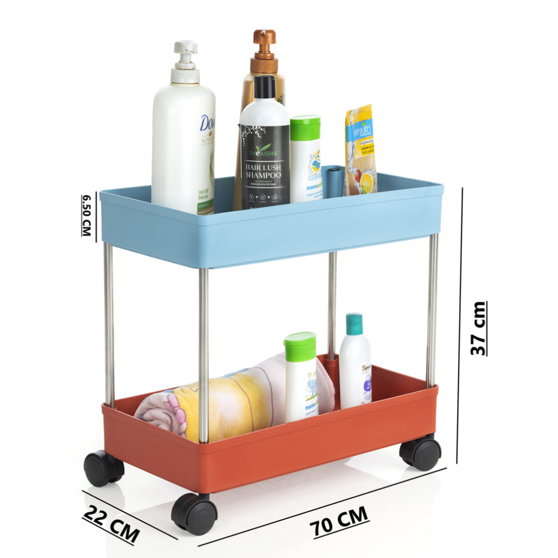 PALAK 2 Layer Plastic Kitchen Trolley (Multicolor)
