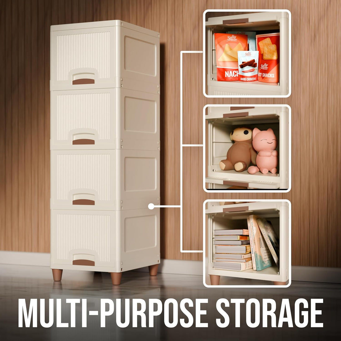 PALAK 4XL Royal Cabinet Drawer Storage Unit (White)