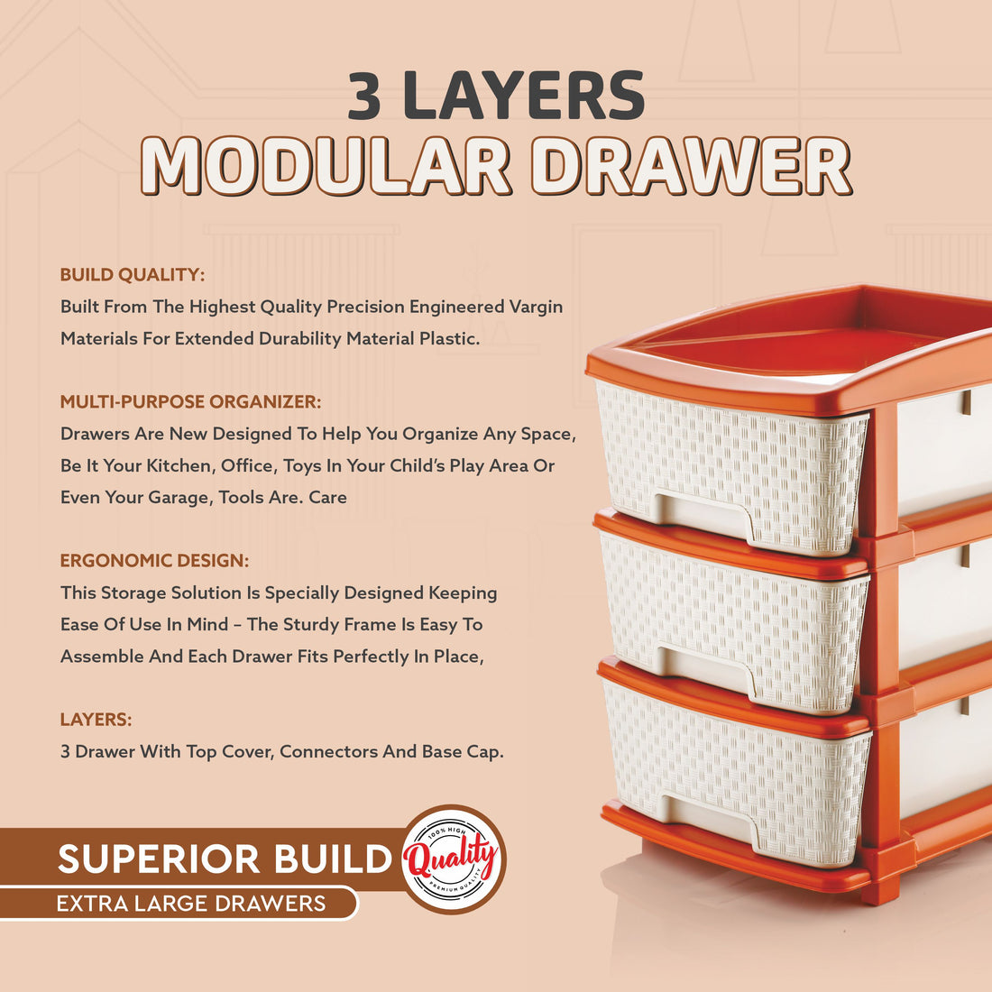 PALAK 3XL Super Drawer Storage Unit (White)