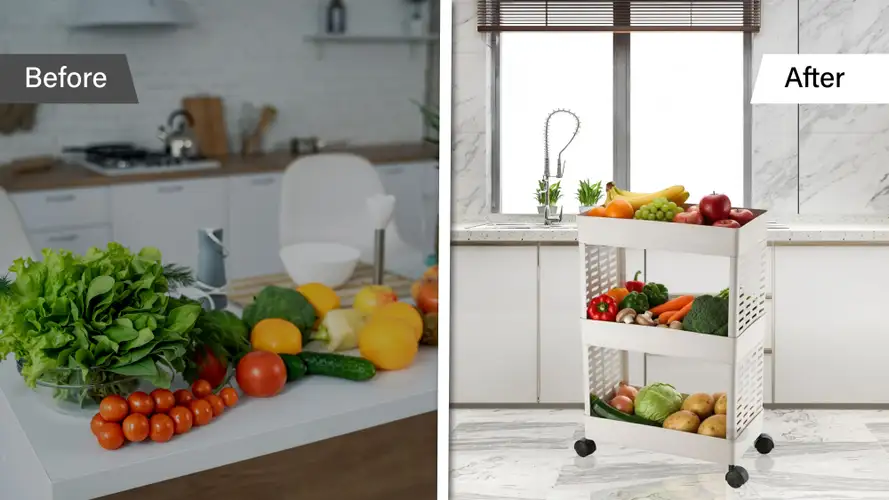 PALAK 3 Layer Plastic Kitchen Trolley Rack (White)