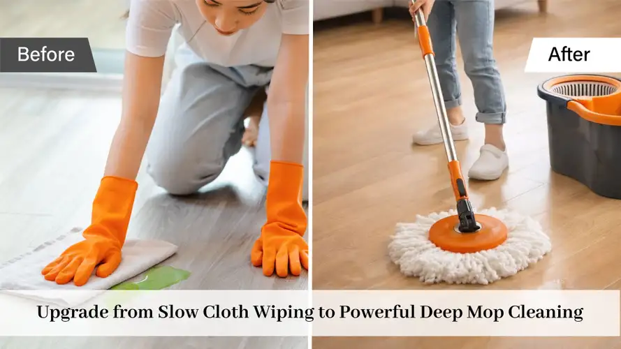 PALAK Gamma 360° Spin Mop Set with Twin Bucket & 2 Microfiber Heads (Orange)