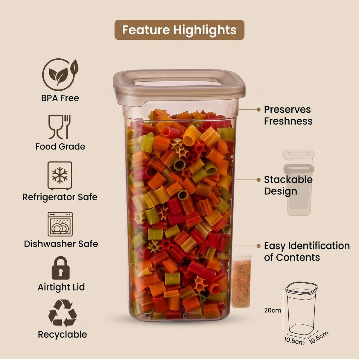 PALAK Plastic Grocery Container  - 1500 ml (Pack of 8, Transparent)