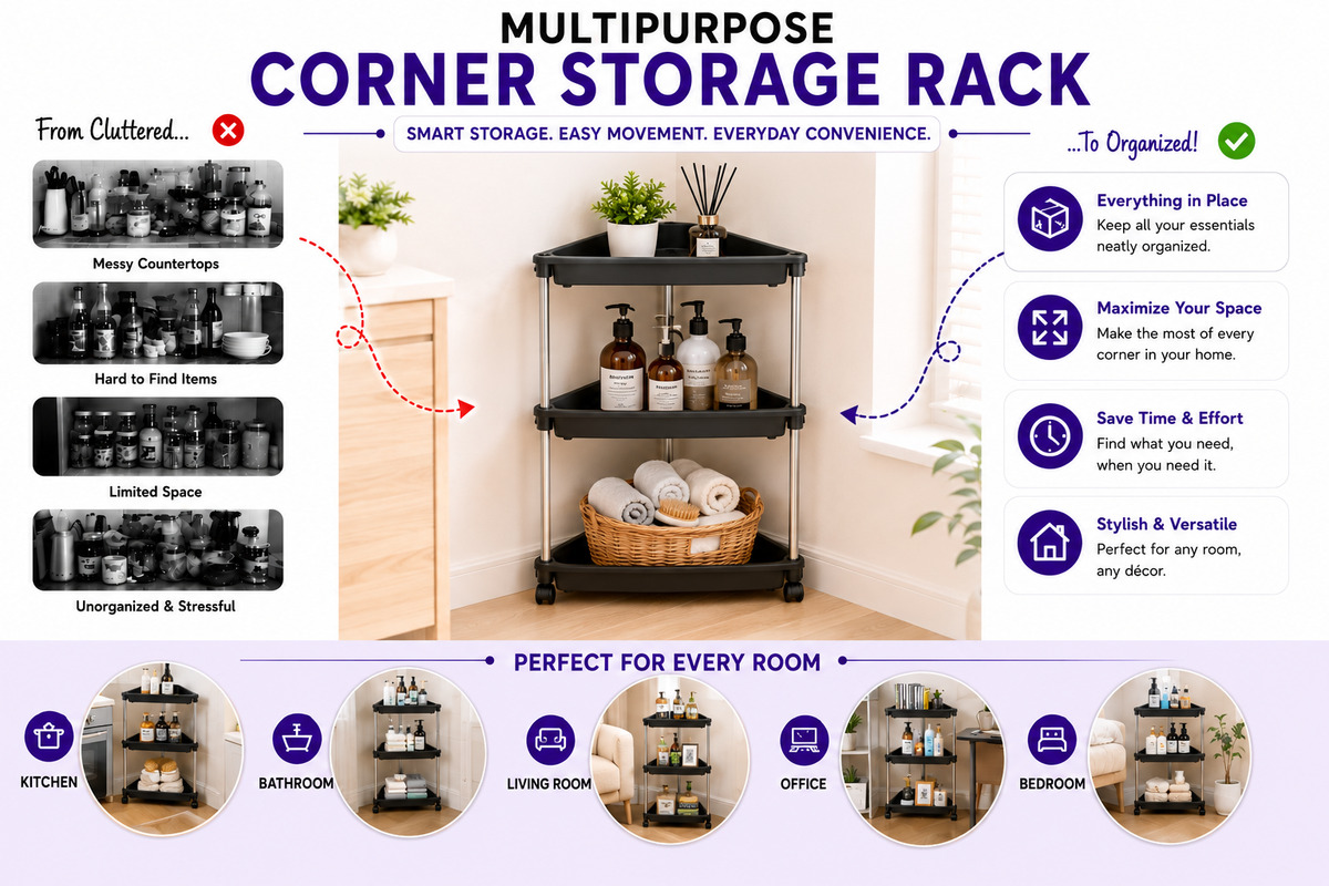 PALAK 4 layer Plastic Kitchen Trolley with Fruit & Vegetable Storage Baskets(black)