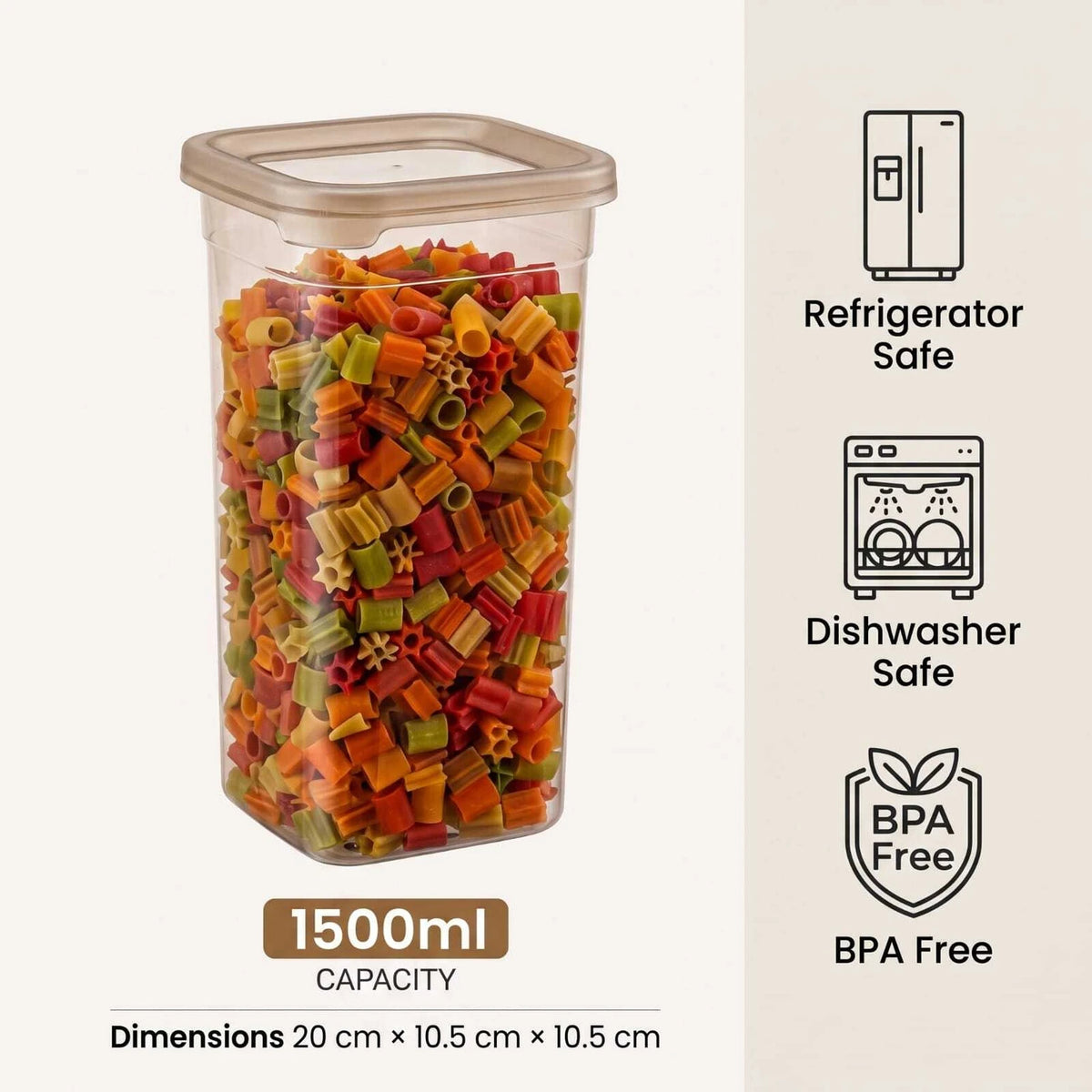 PALAK Plastic Grocery Container  - 1500 ml (Pack of 4, Transparent)