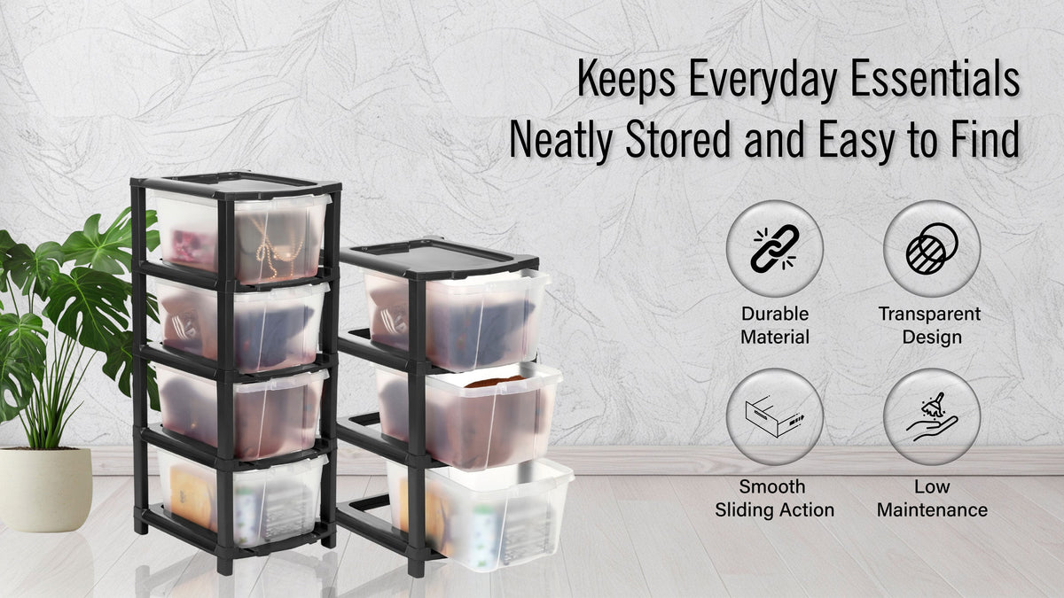PALAK 4XL Classic Transparent Drawer Storage Unit