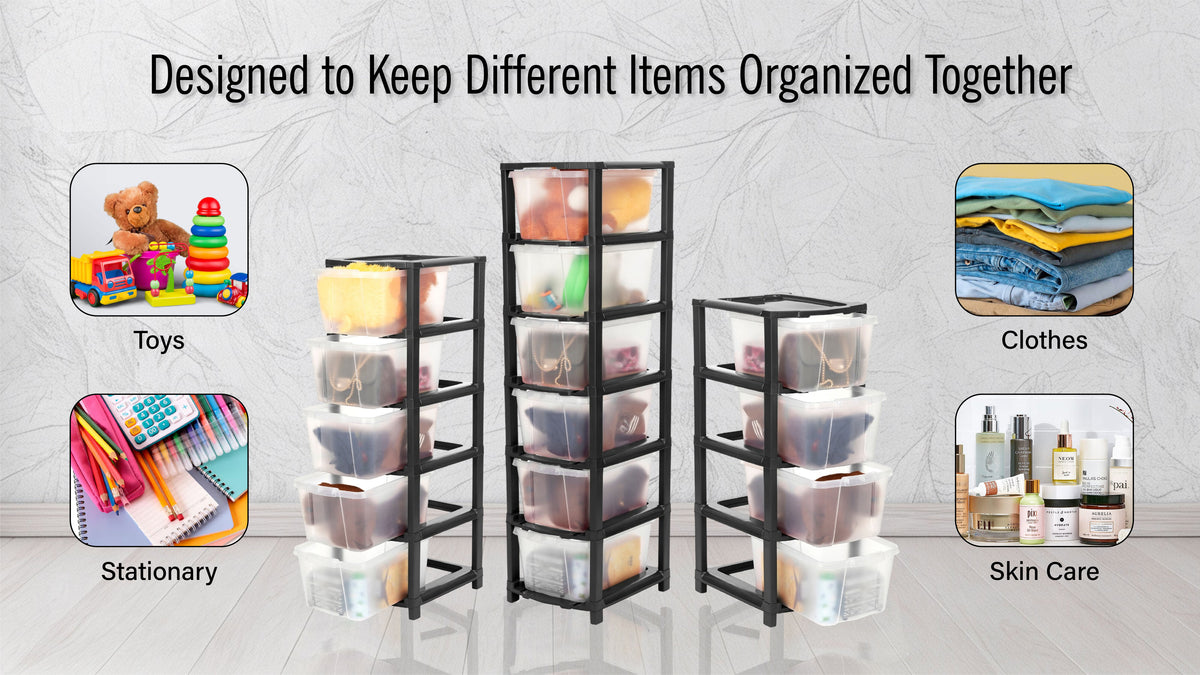 PALAK 4XL Classic Transparent Drawer Storage Unit