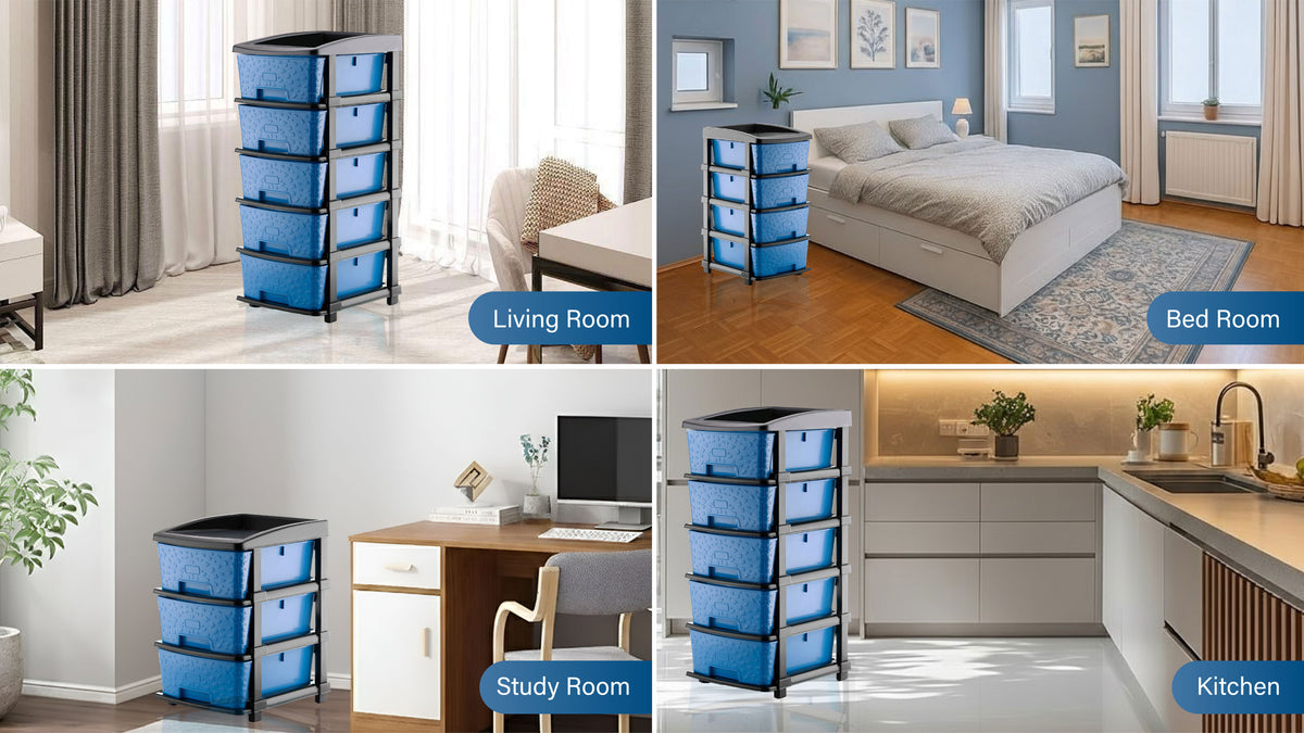 PALAK 2XL Stone Drawer Storage Unit (Blue)