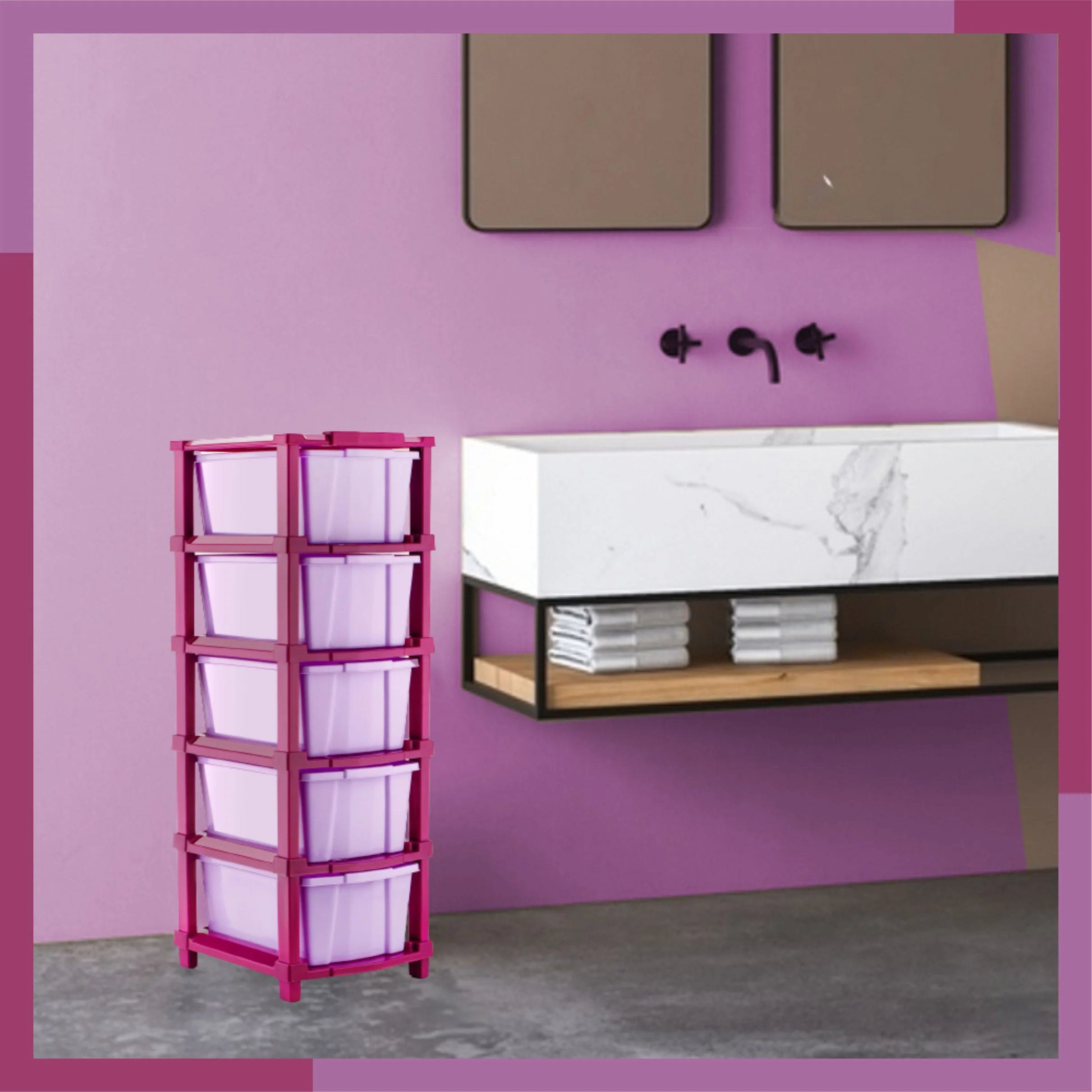 PALAK 5XL Classic Drawer Storage Unit – New Edition (Maganta)