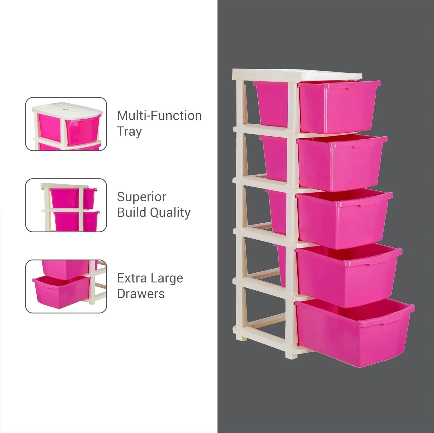 PALAK 5XL Classic Drawer Storage Unit (Pink)