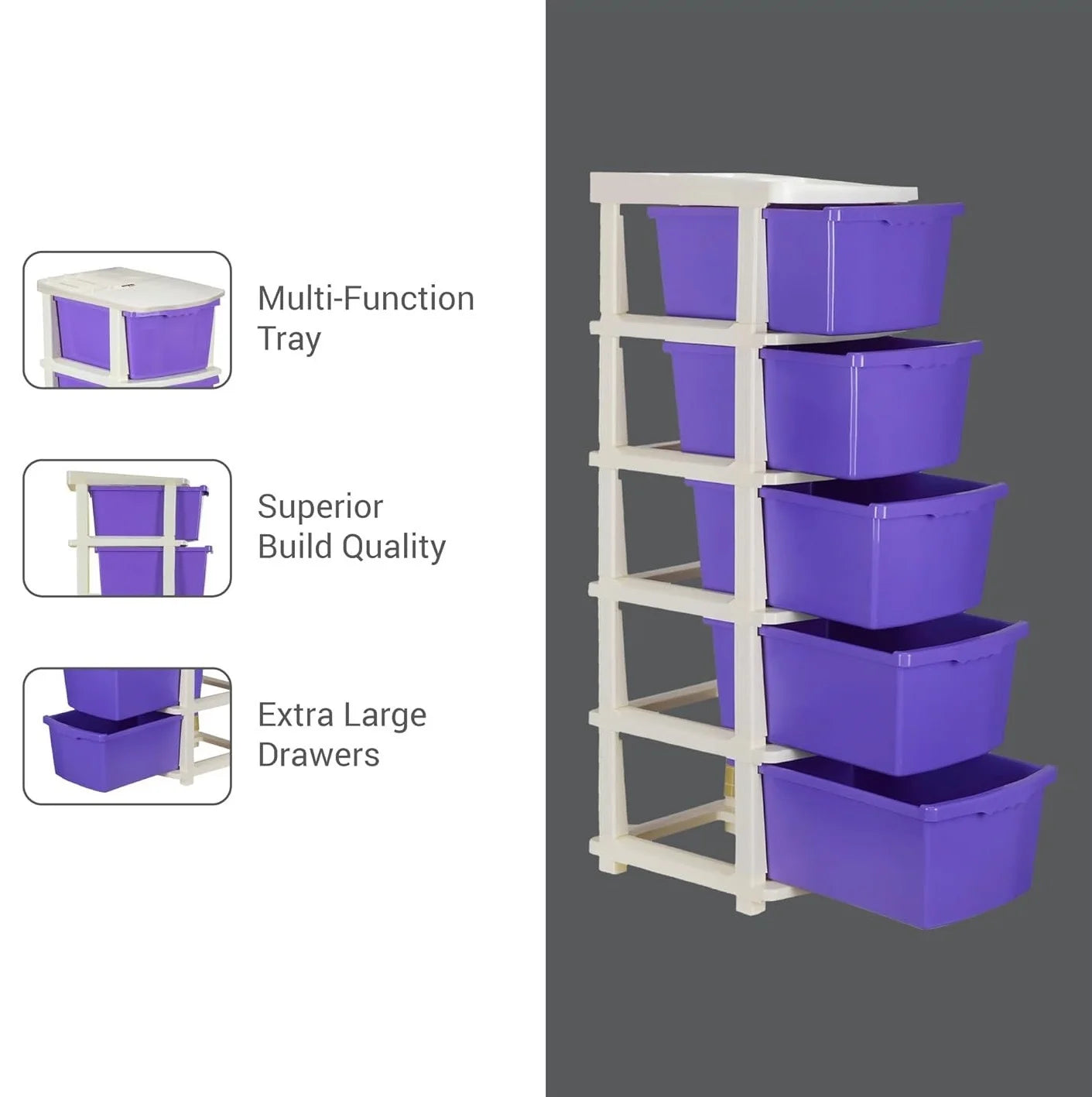 PALAK 5XL Classic Drawer Storage Unit (Purple)