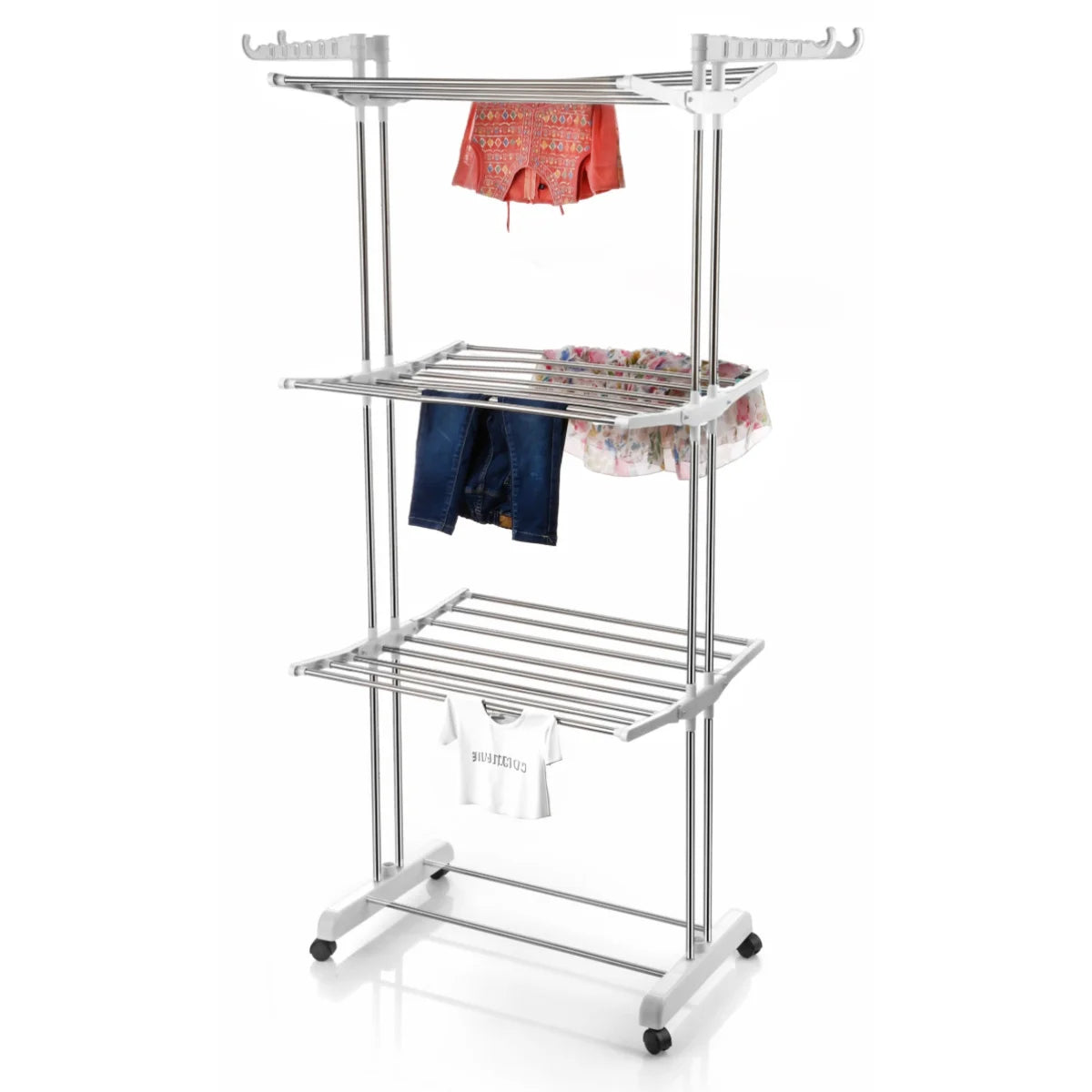 PALAK Extra Large 4-Level Modular Cloth Drying Stand with Weather-Resistant Frame(White)