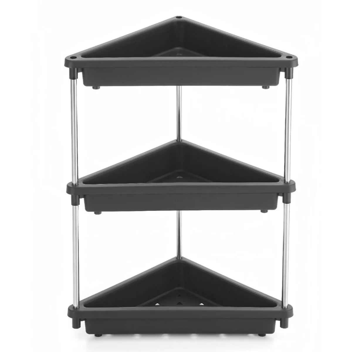 PALAK 3 layer Plastic Kitchen Trolley with Fruit & Vegetable Storage Baskets(black)