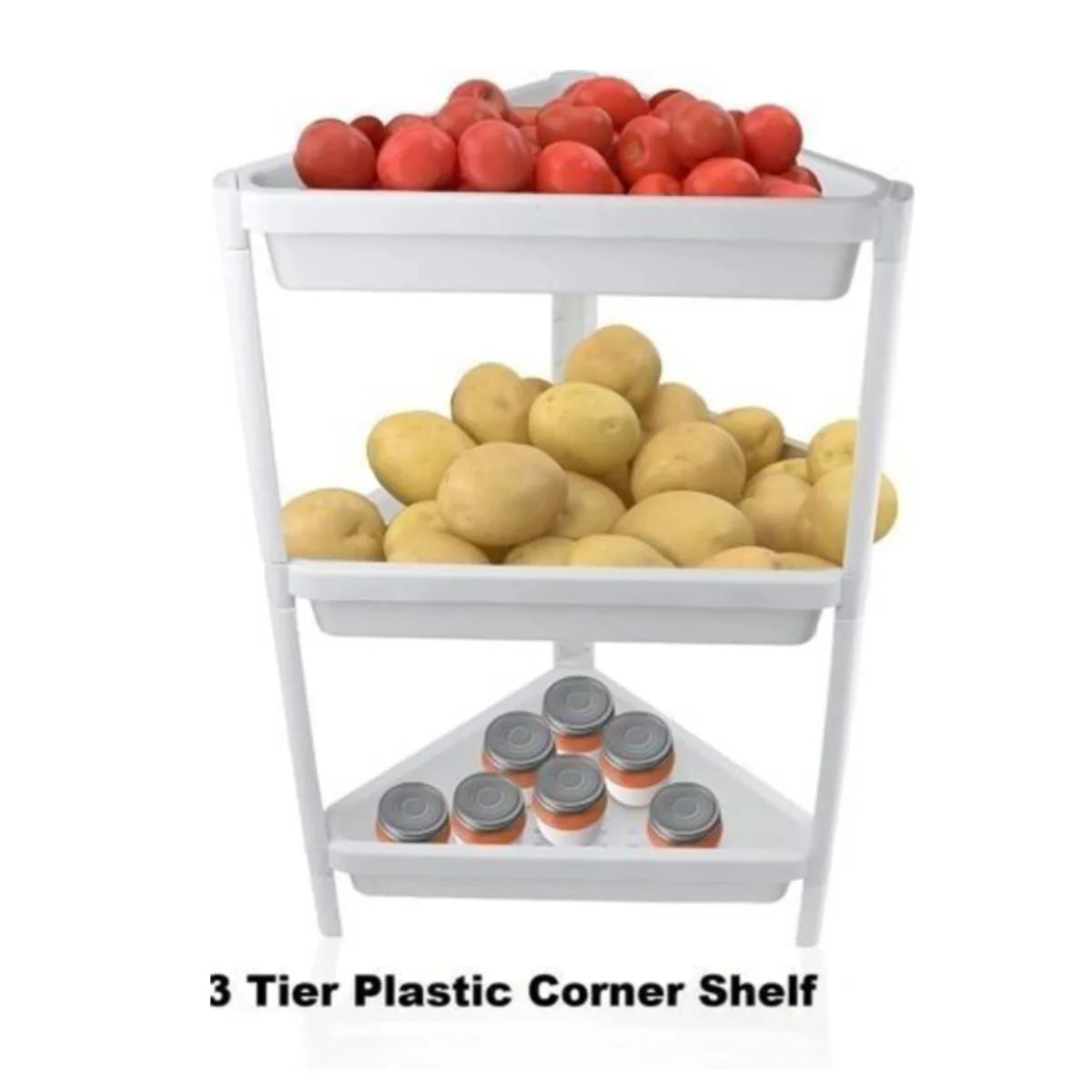 PALAK 3 layer Plastic Kitchen Trolley with Fruit & Vegetable Storage Baskets(white)
