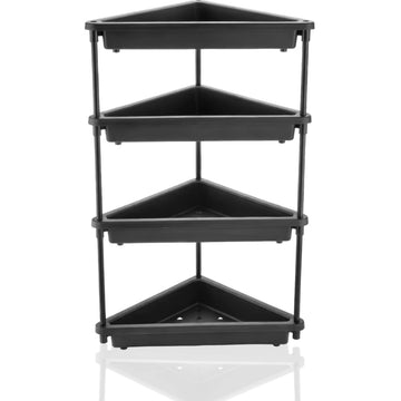 PALAK 4 Tier Plastic Corner Rack (Black) | Multipurpose Bathroom & Kitchen Organizer