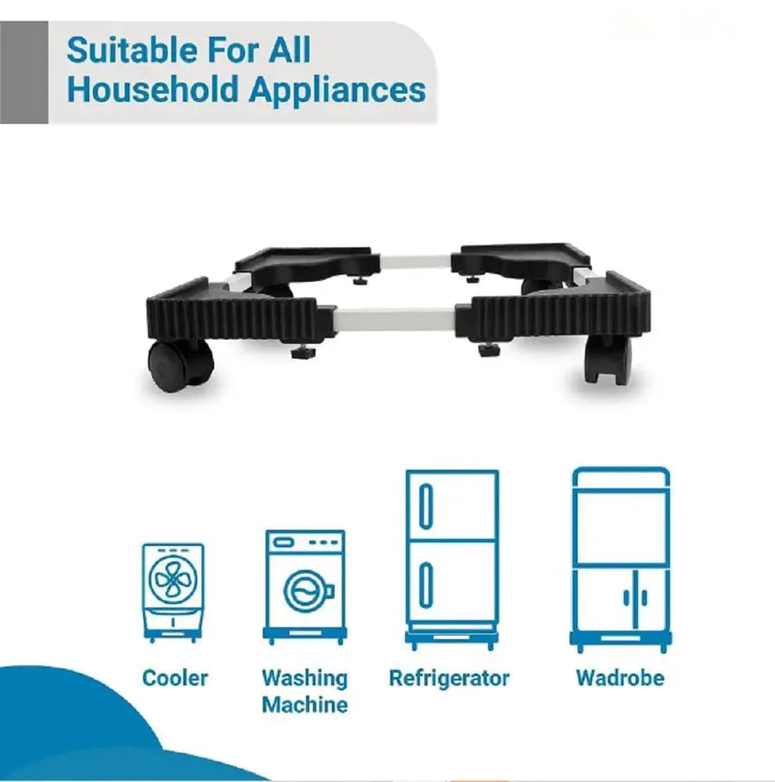 PALAK Adjustable Fridge Trolley Stand with Wheels for Refrigerator, Washing Machine & Appliances