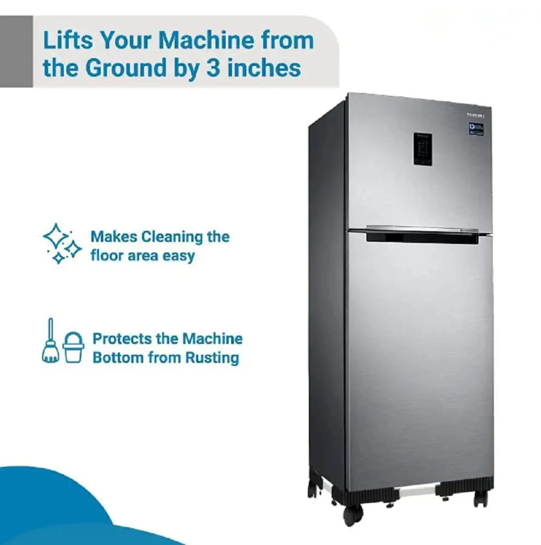PALAK Adjustable Fridge Trolley Stand with Wheels for Refrigerator, Washing Machine & Appliances