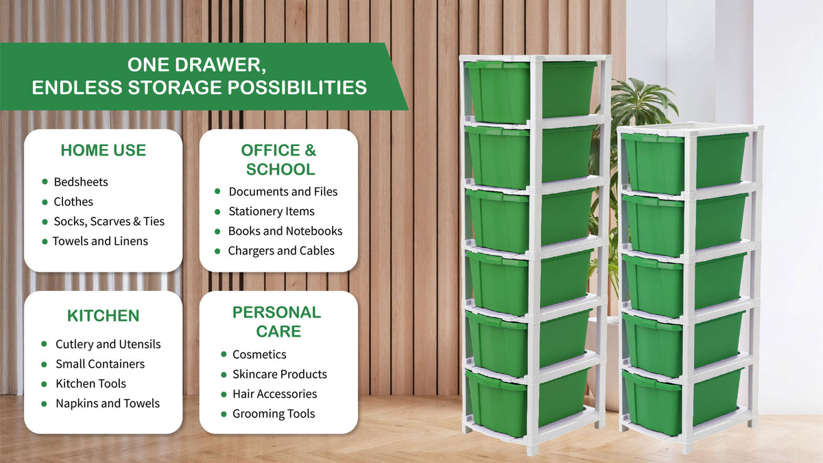 PALAK 6XL Classic Drawer Storage Unit (Green)