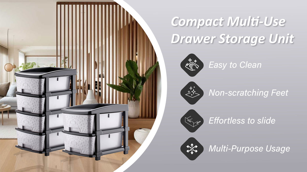 PALAK 2XL Stone Drawer Storage Unit (Grey)