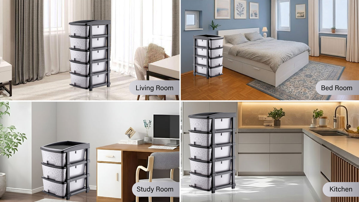 PALAK 2XL Stone Drawer Storage Unit (Grey)