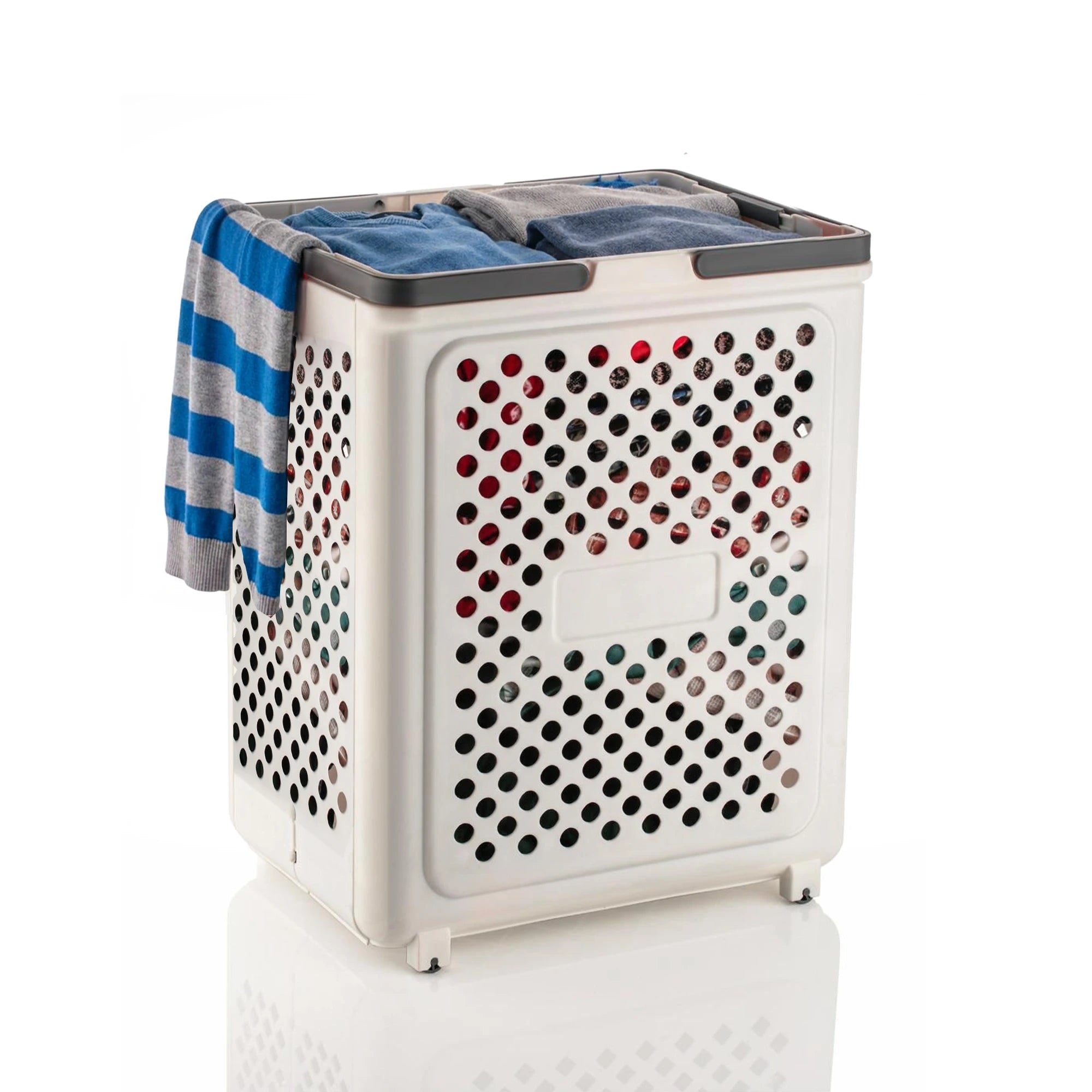PALAK 40 L White Laundry Basket (Plastic)