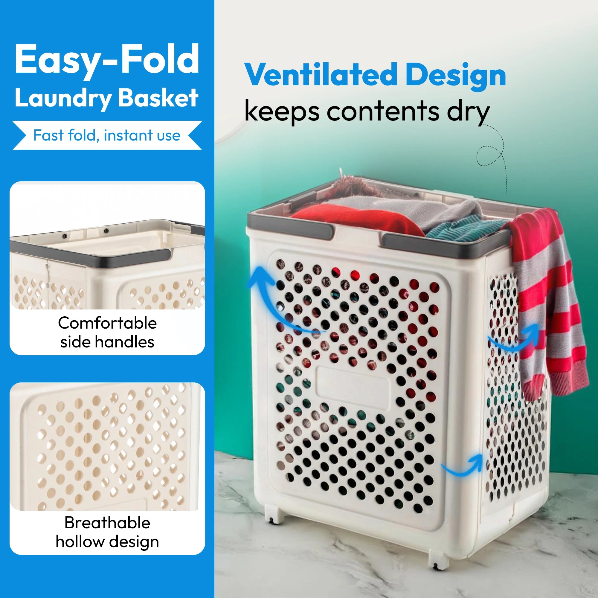 PALAK 40 L White Laundry Basket (Plastic)