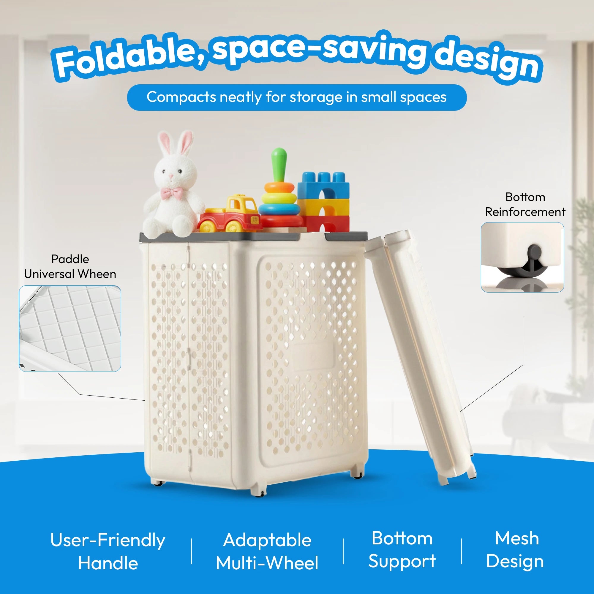 PALAK 40 L White Laundry Basket (Plastic)