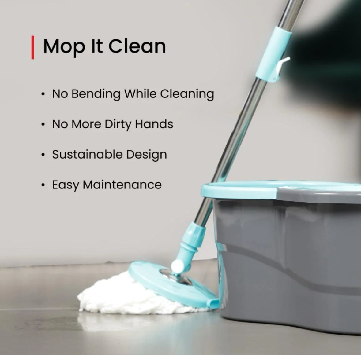 PALAK Gamma 360° Spin Mop Set with Twin Bucket & 2 Microfiber Heads (Blue)