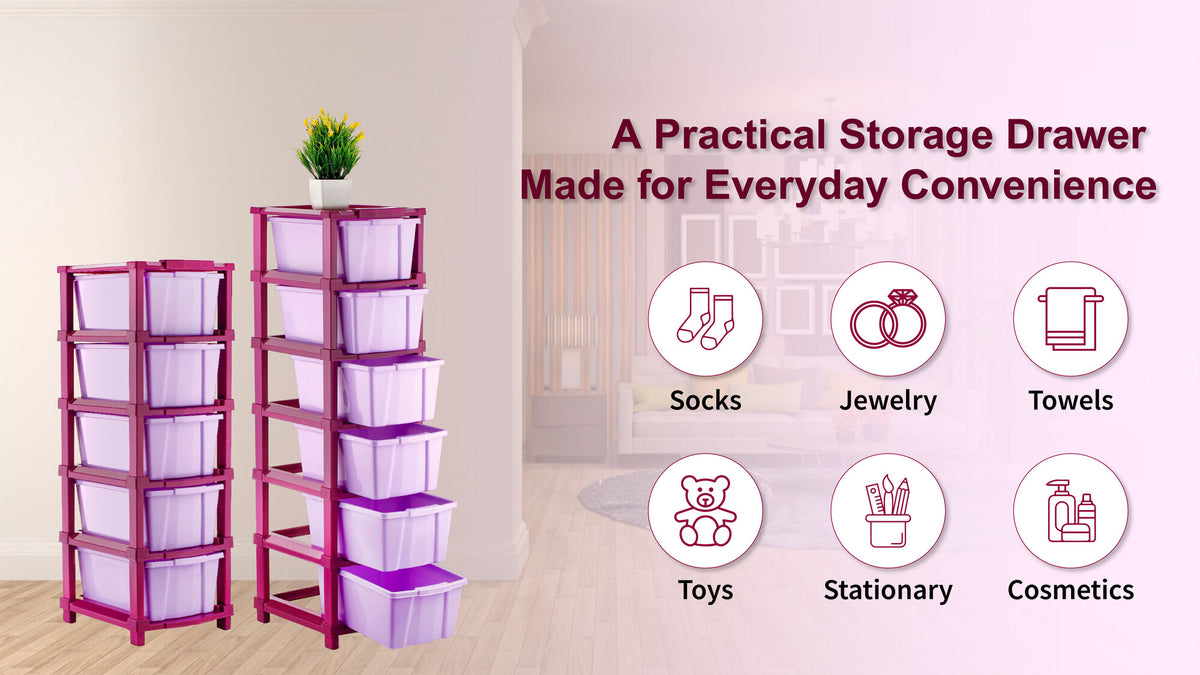 PALAK 6XL Classic Drawer Storage Unit – New Edition (Maganta)