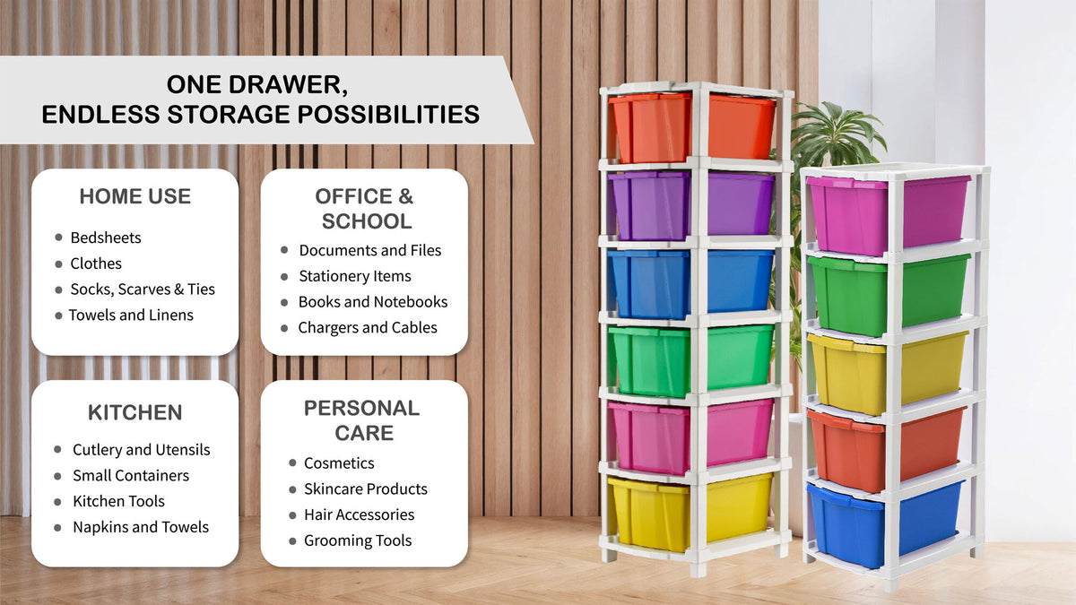 PALAK 6XL Classic Drawer Storage Unit (Multicolor)