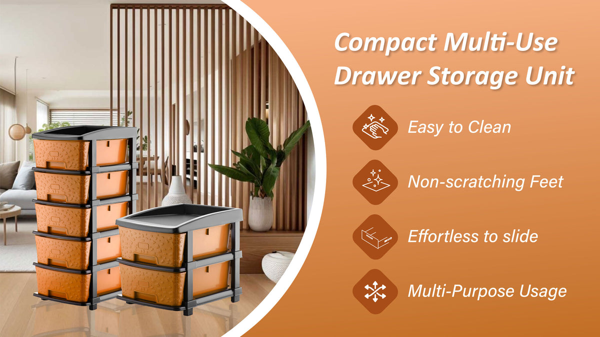 PALAK 4XL Stone Drawer Storage Unit (Orange)
