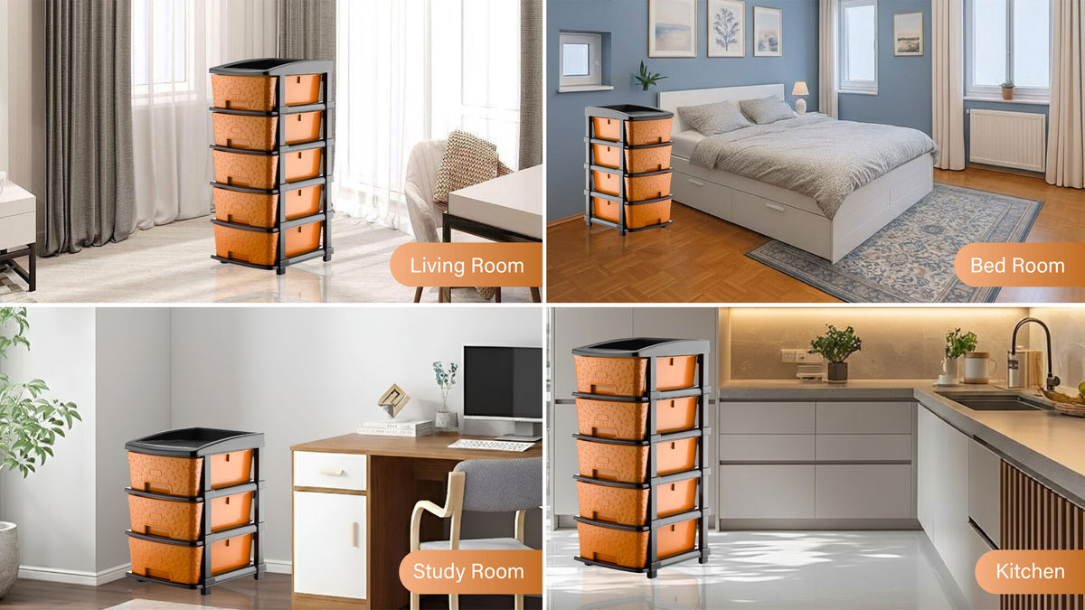 PALAK 4XL Stone Drawer Storage Unit (Orange)