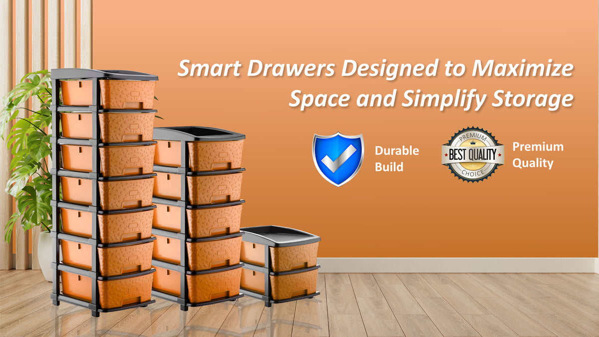 PALAK 4XL Stone Drawer Storage Unit (Orange)