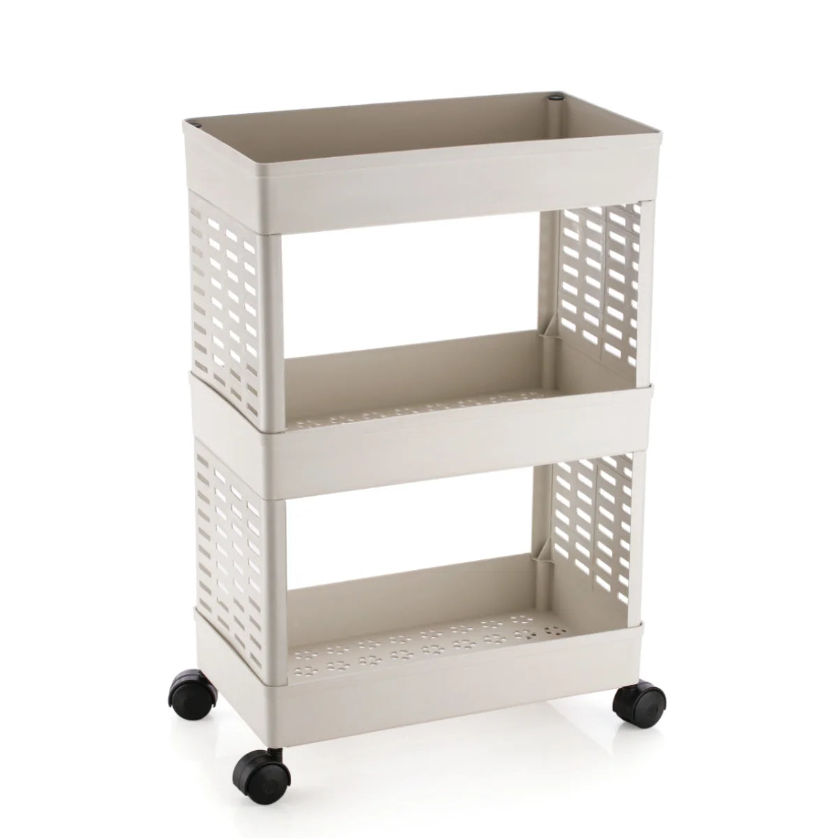 PALAK 3 Layer Plastic Kitchen Trolley Rack (White)