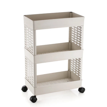 PALAK 3 Layer Plastic Kitchen Trolley Rack (White)