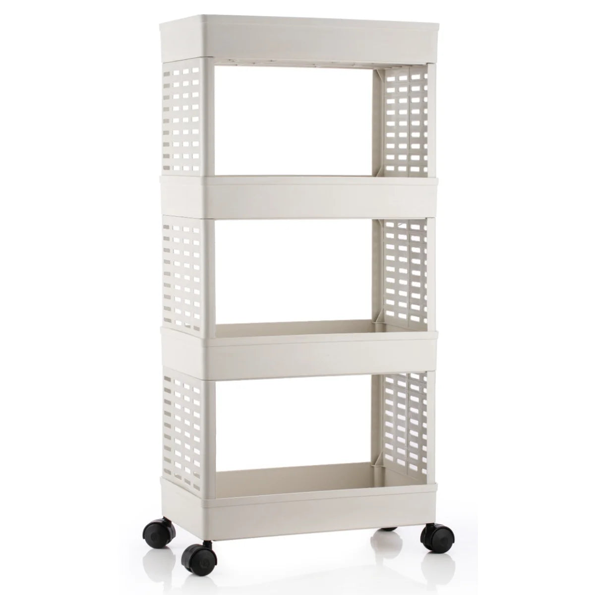 PALAK 4 Layer Plastic Kitchen Trolley Rack (White)