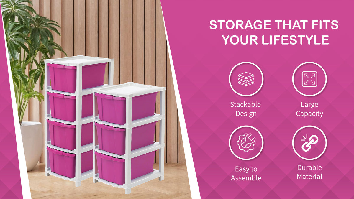 PALAK 3XL Classic Drawer Storage Unit (Pink)