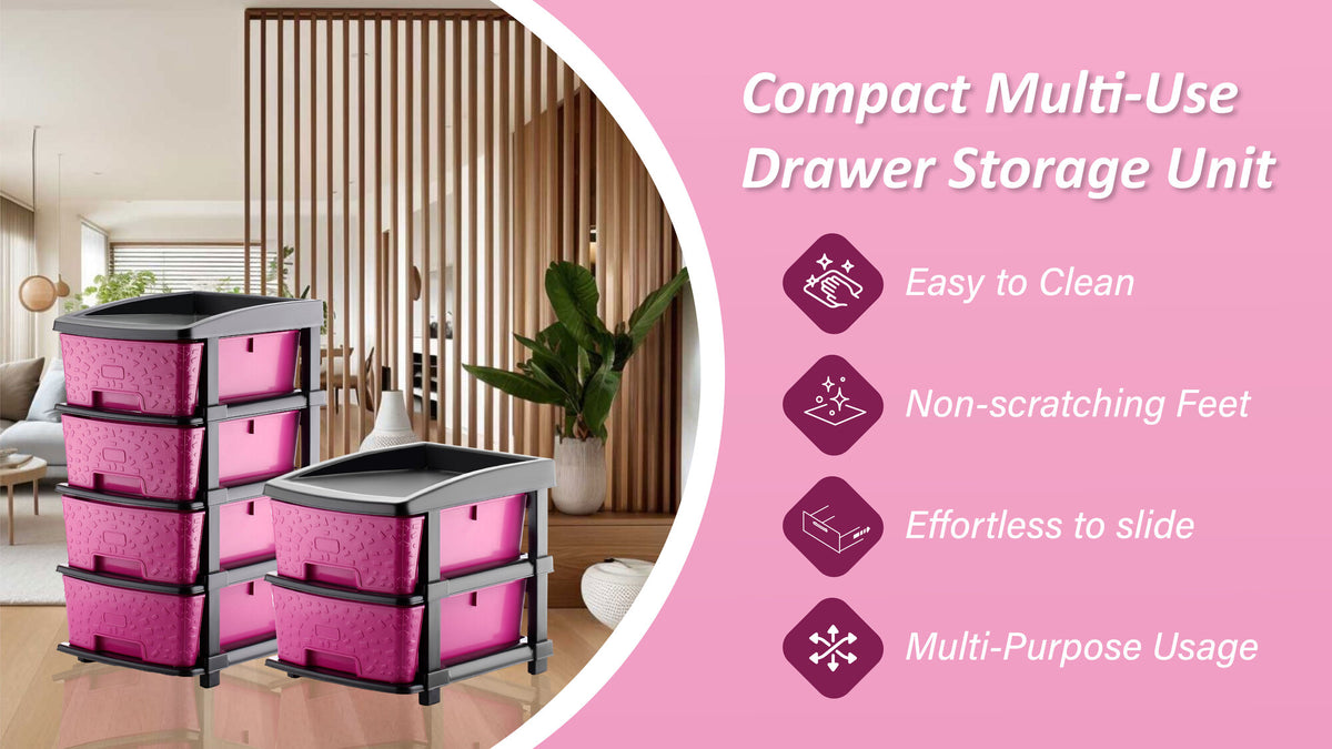 PALAK 2XL Stone Drawer Storage Unit (Pink)