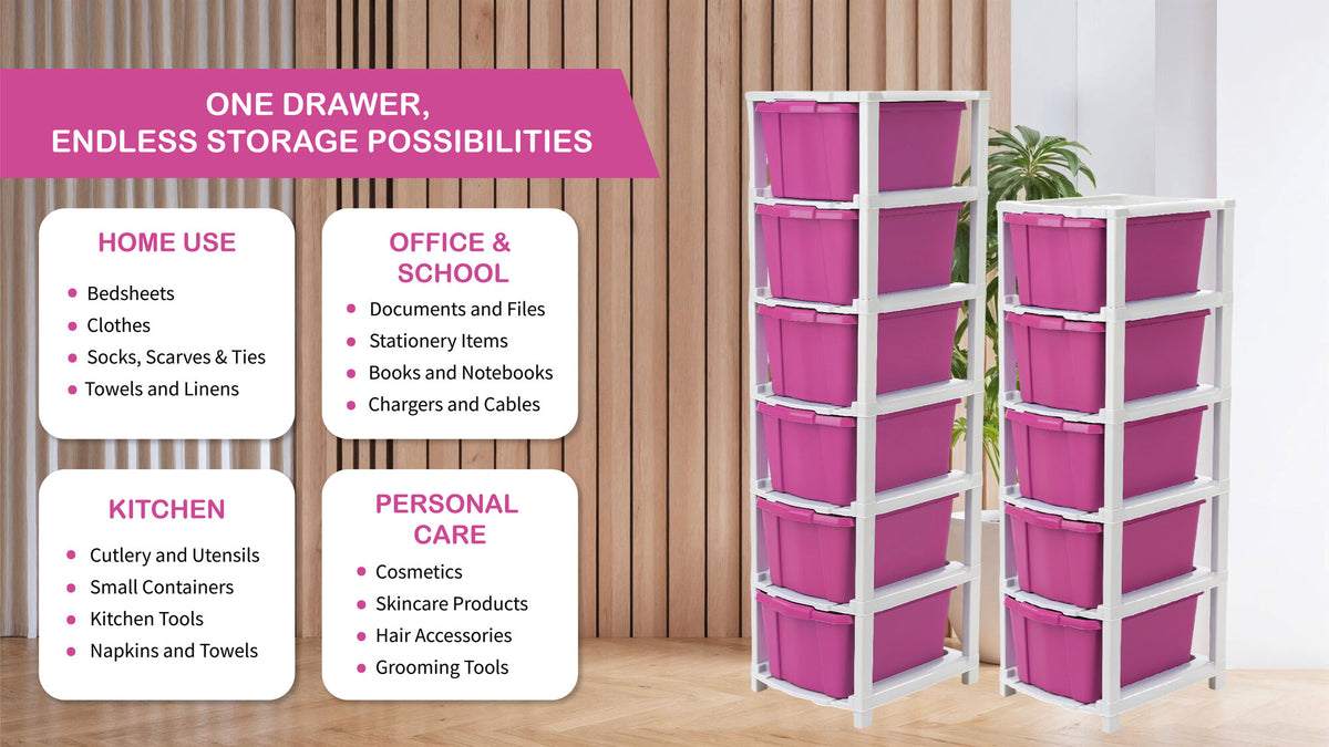 PALAK 3XL Classic Drawer Storage Unit (Pink)