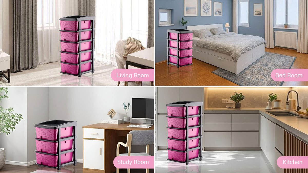 PALAK 2XL Stone Drawer Storage Unit (Pink)