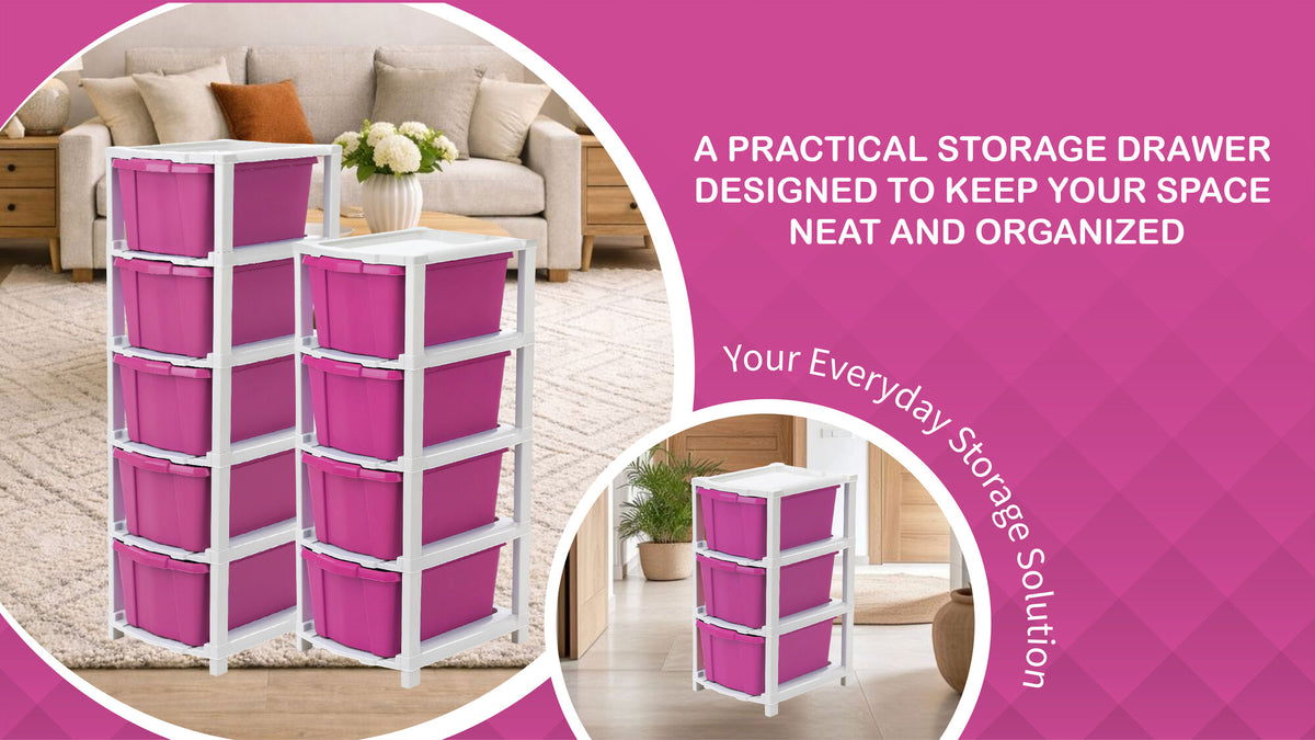 PALAK 3XL Classic Drawer Storage Unit (Pink)