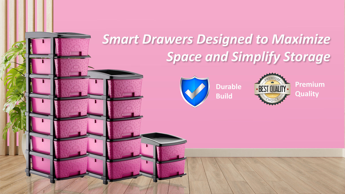 PALAK 2XL Stone Drawer Storage Unit (Pink)