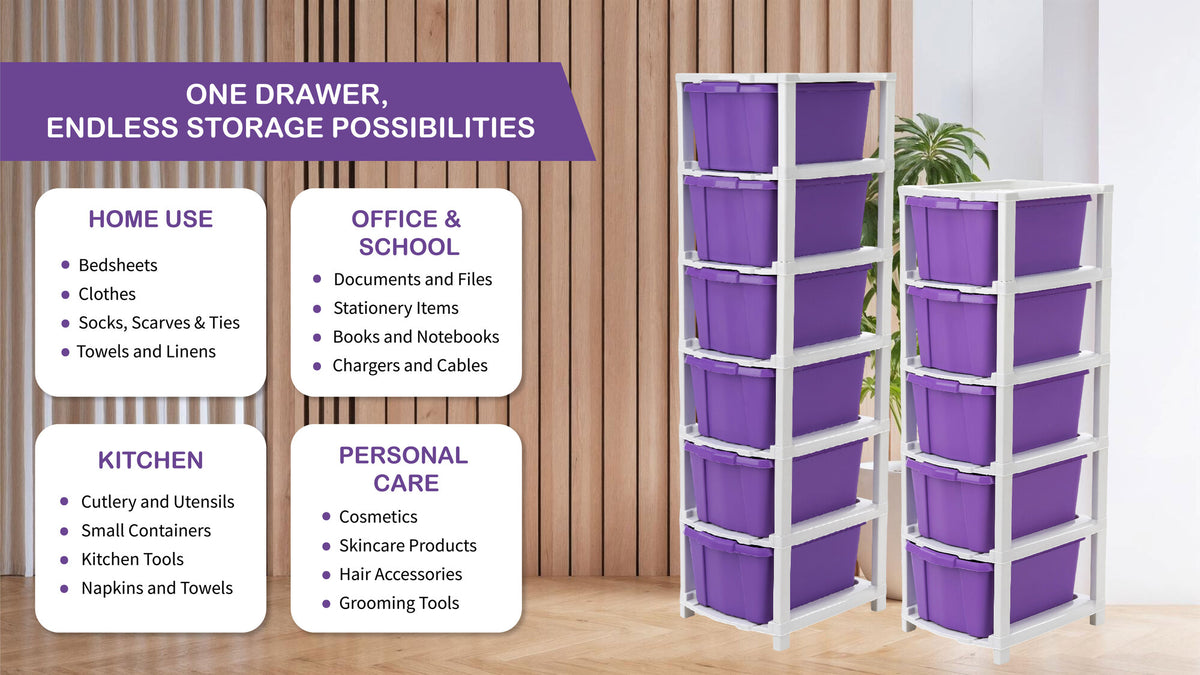 PALAK 6XL Classic Drawer Storage Unit (Purple)