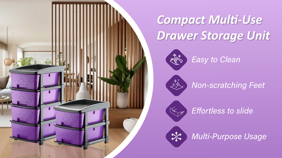 PALAK 4XL Stone Drawer Storage Unit (Purple)