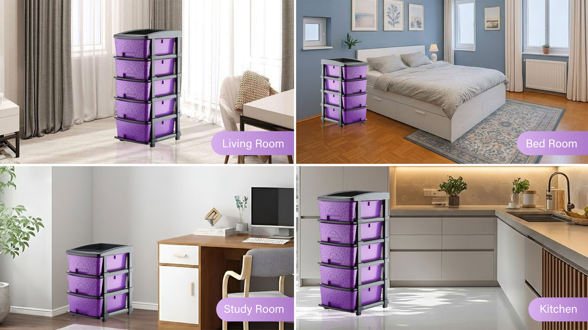 PALAK 4XL Stone Drawer Storage Unit (Purple)