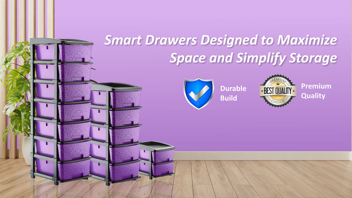 PALAK 4XL Stone Drawer Storage Unit (Purple)